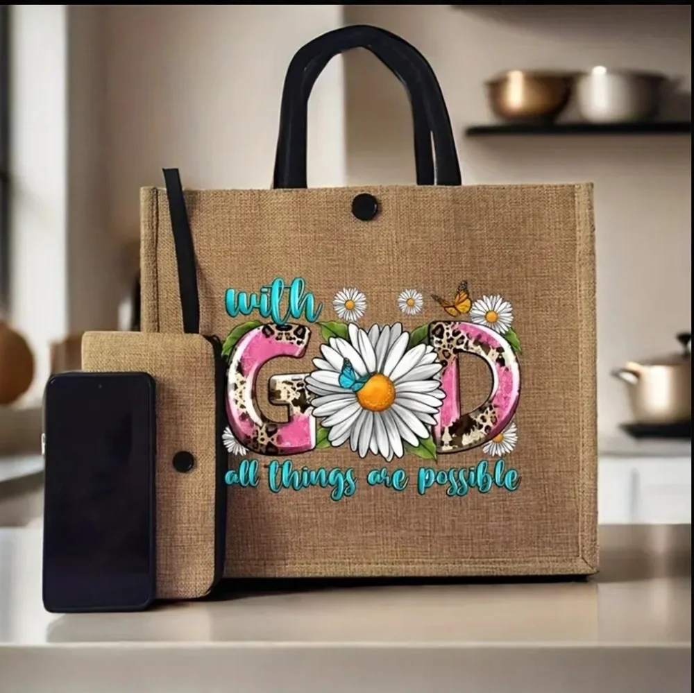 2 Pcs Print Tote Bag